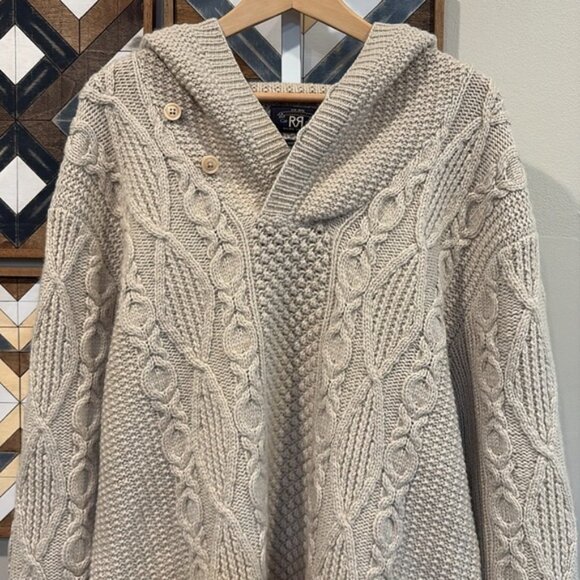 RRL Double RL Ralph Lauren Men’s Wool Hand Knit Hooded Sweater Medium - Picture 2 of 11